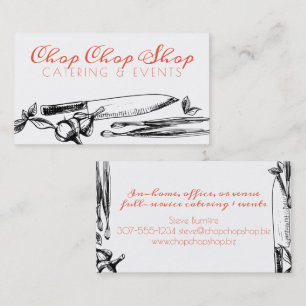Chefs knife herbs chef catering business card