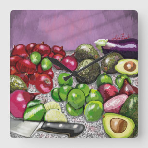 'Chef's Prep' still life Square Wall Clock