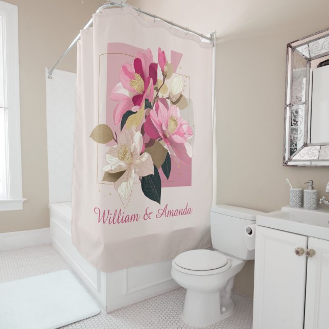 Chellia rose Fleur rideau de douche (En situation)