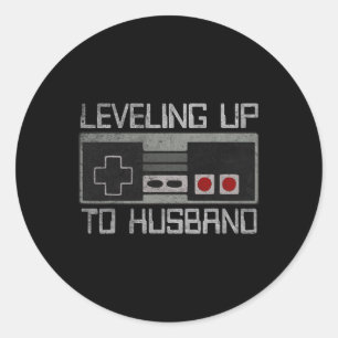 Chelor Party Levelling Up To Husnd Gamer Groom To Classic Round Sticker