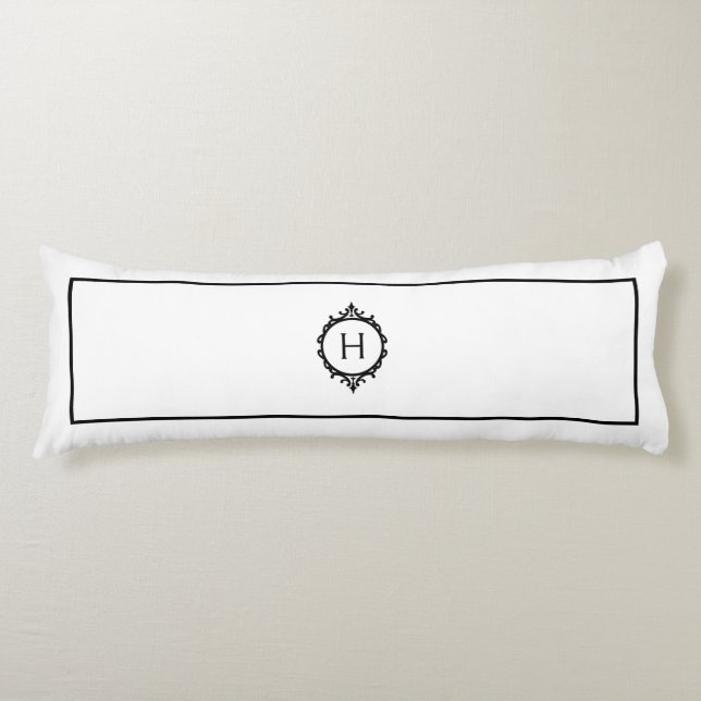Chelsea Black and White Monogrammed Body Pillow (Front)