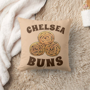 Chelsea Buns UK Currant Bun British Food Baking Throw Pillow