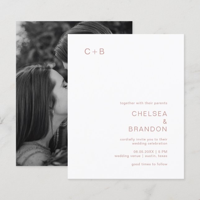 Chelsea Dusty Pink Modern Wedding Invitation (Front/Back)