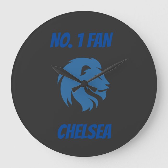 Chelsea FC with lion image. Customizable.   Large Clock (Front)