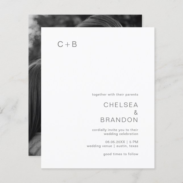 Chelsea Grey Modern Wedding Invitation (Front/Back)