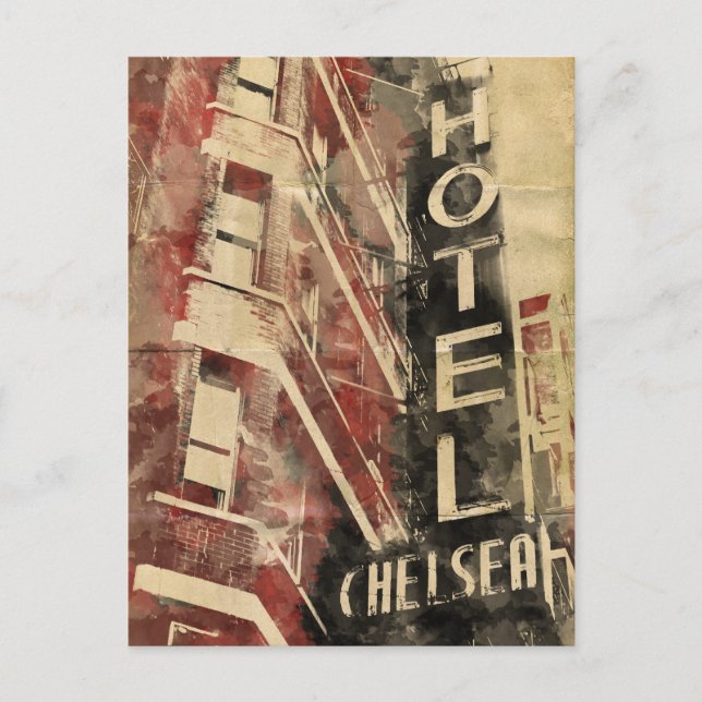 Chelsea Hotel Vintage Watercolor Postcard (Front)