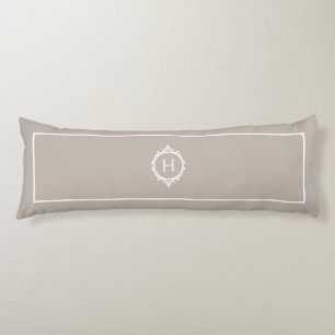Chelsea Light Taupe and White Monogrammed Body Pillow
