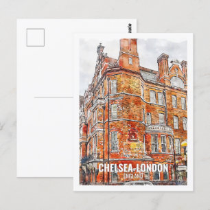 Chelsea London England Travel Place Watercolor Postcard
