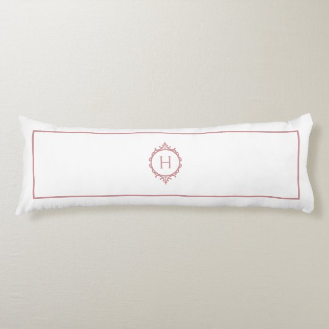 Chelsea Pink Blush and White Monogrammed Body Pillow (Front)