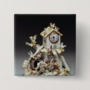 Chelsea porcelain farmyard clock case 2 inch square button