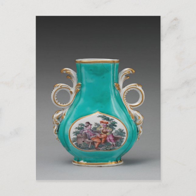 Chelsea Porcelain Turquoise Vase  Postcard (Front)