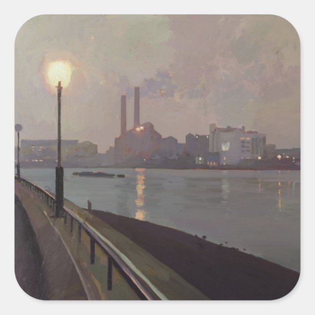 Chelsea Power Station by Night Square Sticker (Front)
