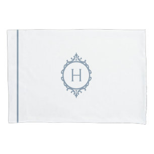 Chelsea Stormy Blue and White Monogrammed Pillowcase