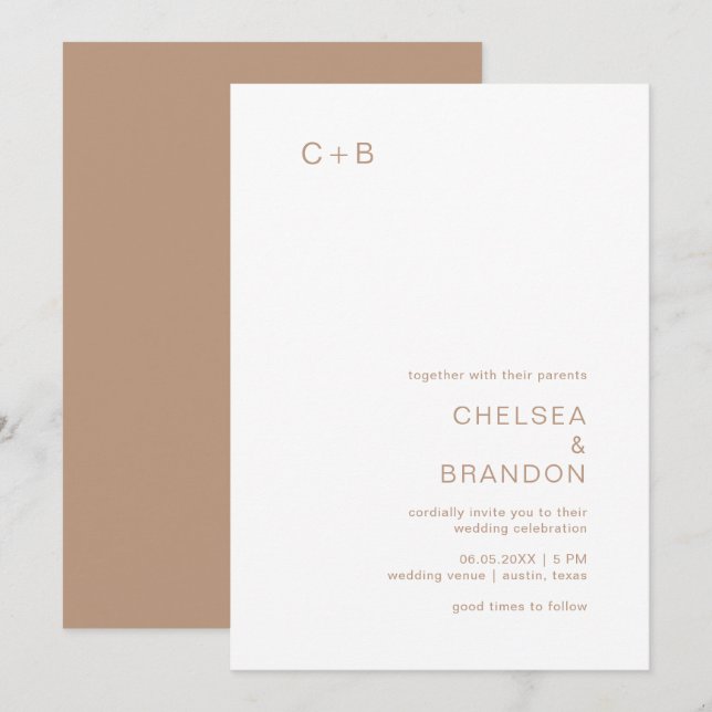 Chelsea Taupe Modern Wedding Invitation (Front/Back)
