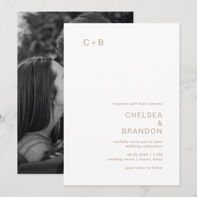 Chelsea Taupe Modern Wedding Invitation (Front/Back)