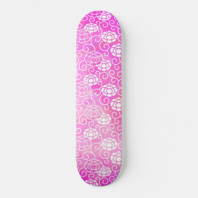 Chem 5 Pink Peonies Skateboard (Front)