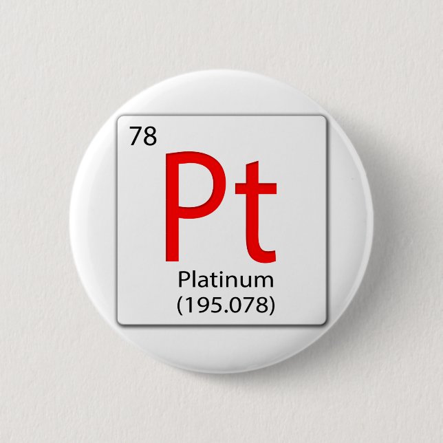 chemical element tile Pt — Platinum 2 Inch Round Button (Front)