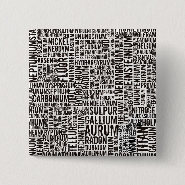 Chemical Elements 2 Inch Square Button (Front)