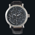 Chemical Formula Chemistry Gifts Personalized Watch<br><div class="desc">Chemistry Gift Ideas – Custom Gifts for Chemistry Teachers/Students and Chemists. Text can be modified as well as the background colour (currently in black). **To change the text, use the personalize option. For more extensive text changes such as changes to the background colour, the font, font colour, or text size...</div>