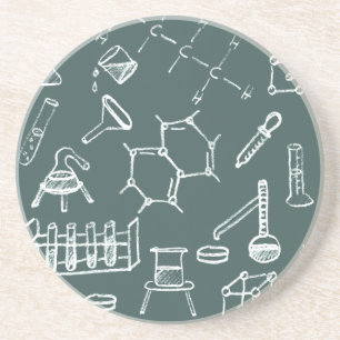 Chemical lab equipment scribbles coaster