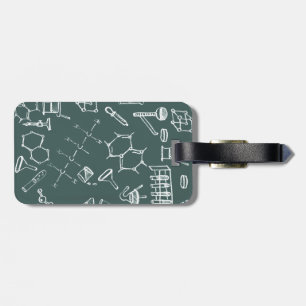 Chemical lab equipment scribbles luggage tag