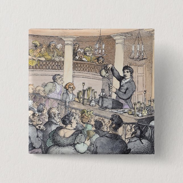 Chemical Lectures, c.1809 2 Inch Square Button (Front)
