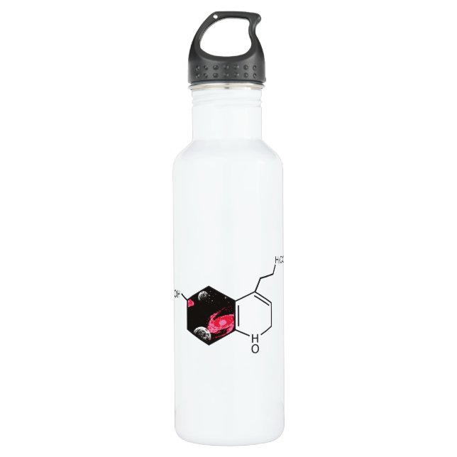 Chemical molecule with outer space view 710 ml water bottle (Front)