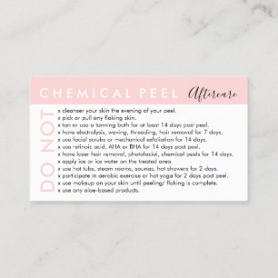 Chemical Peel Avoids Advices Aftercare Business Card