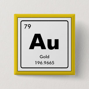 Chemical periodic table of elements: Au 2 Inch Square Button