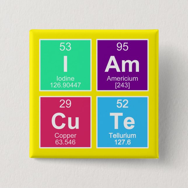 Chemical periodic table of elements: IAm CuTe 2 Inch Square Button (Front)