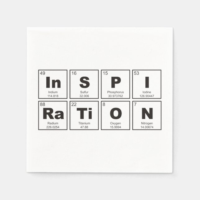 Chemical periodic table of elements: InSPIRaTiON Napkin (Front)