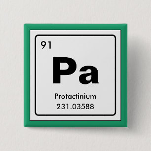 Chemical periodic table of elements: Pa 2 Inch Square Button