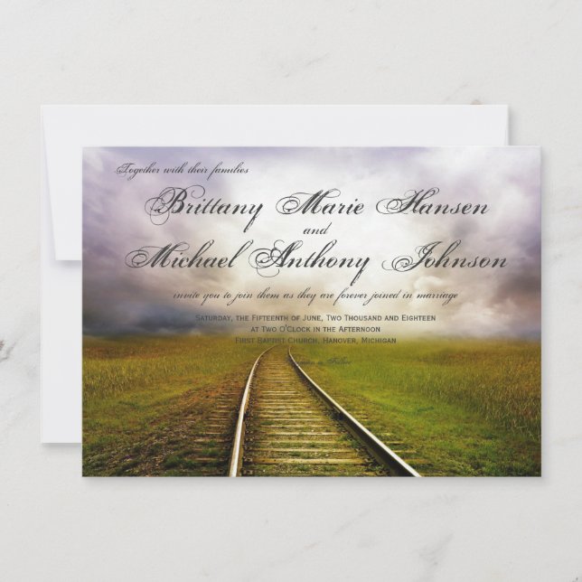Chemin de chemin de fer dans les invitations au Ma (Devant)