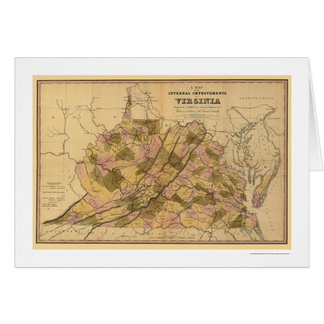 Chemin de fer de la Virginie et carte 1848 de (Devant horizontal)