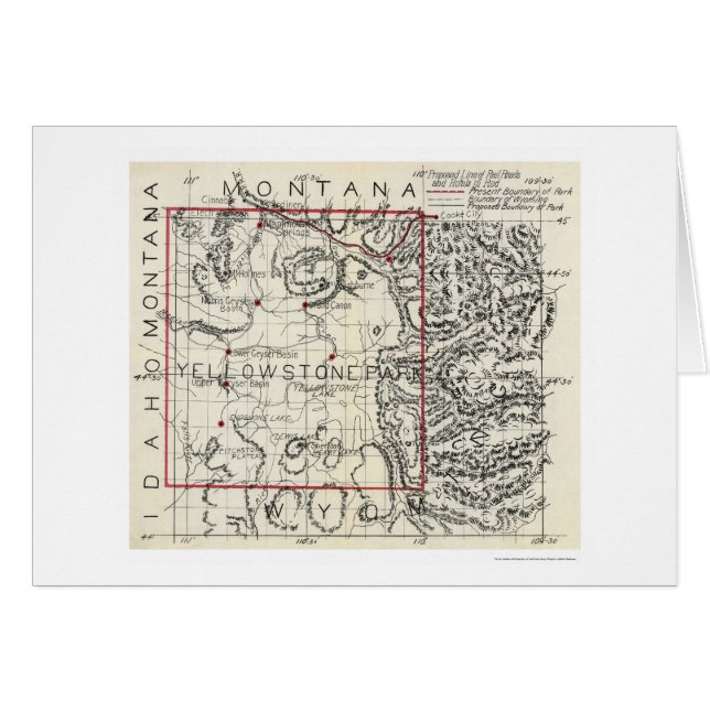 Chemin de fer de Yellowstone et carte 1900 d'hôtel (Devant horizontal)