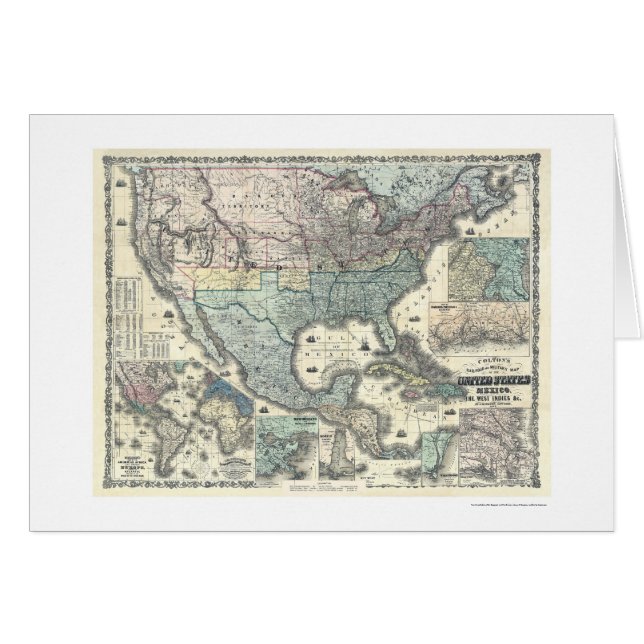 Chemin de fer et carte militaire Etats-Unis 1862 (Devant horizontal)