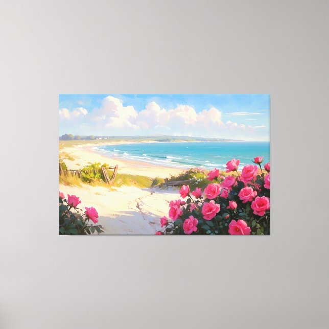 *~* Chemin de plage Rose TV2 toile étirée Impressi (Recto)