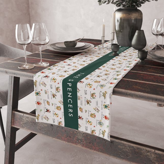 Chemin De Table Court 12 Jour du Monogramme de Noël (Créateur téléchargé)