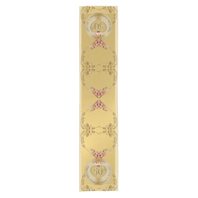 Chemin De Table Court 50e anniversaire du Mariage Golden Ochre (Devant)