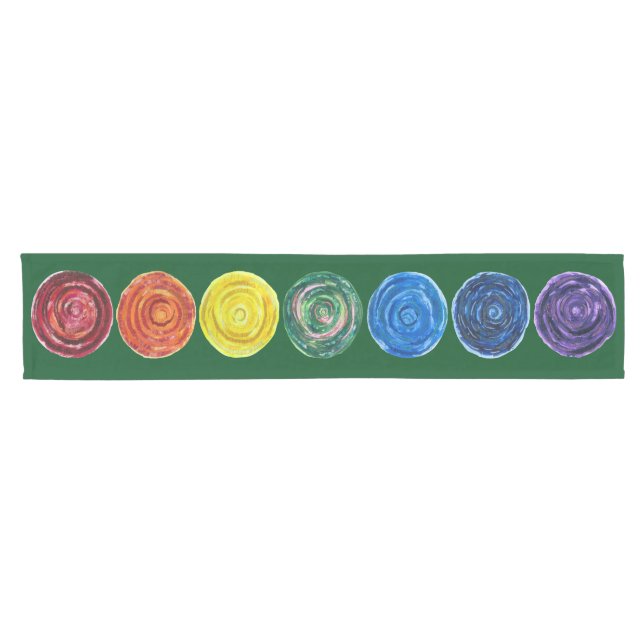 Chemin De Table Court 7 illustrations originales de Chakras #2 (Horizontal)