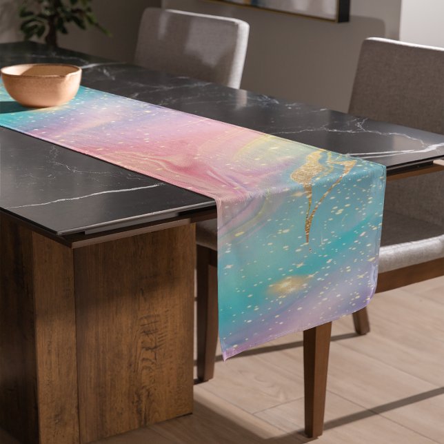 Chemin De Table Court Abstrait Pastel Parties scintillant Motif sans cou (Créateur téléchargé)