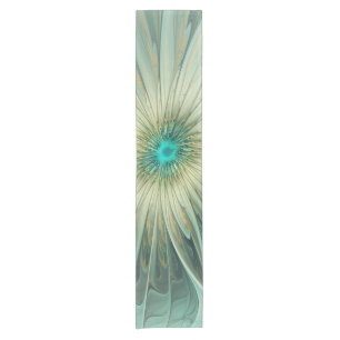 Chemin De Table Court Abstrait Sage Green Imaginaire Fleur Fractal Art