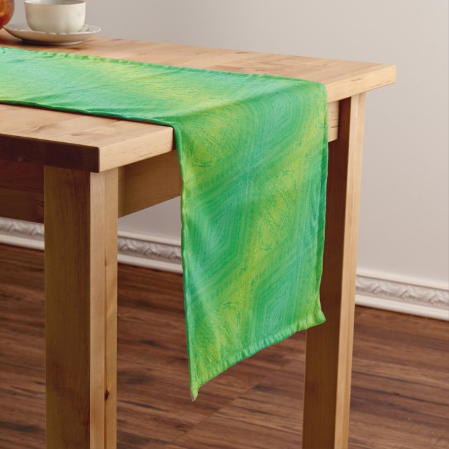 Chemin De Table Court Acceptation | Motif de Shibori jaune bleu (In Situ)