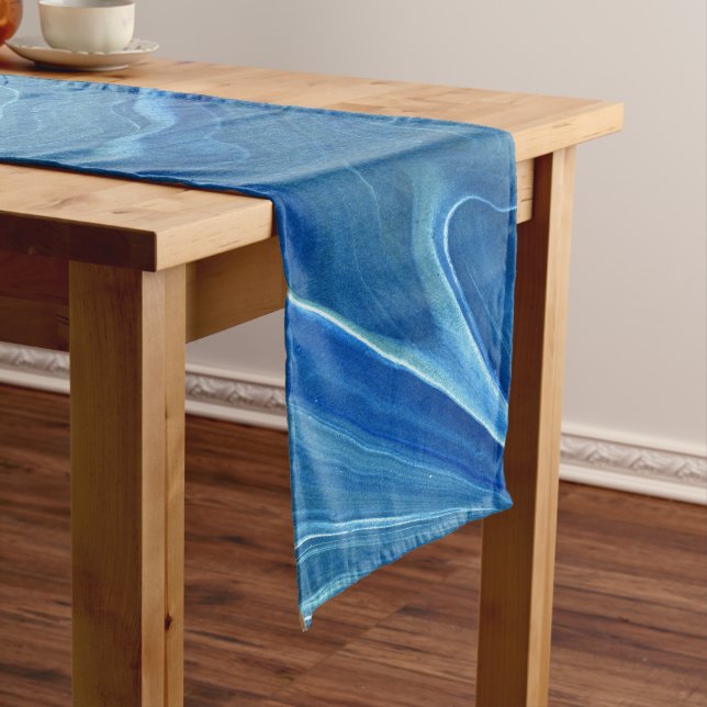 Chemin De Table Court Agate de marbre bleu Résumé (In Situ)