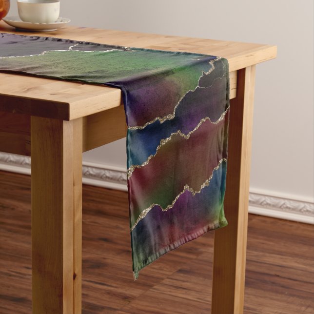 Chemin De Table Court Agate foncé intense | Moody Rainbow Jewel Tone (In Situ)