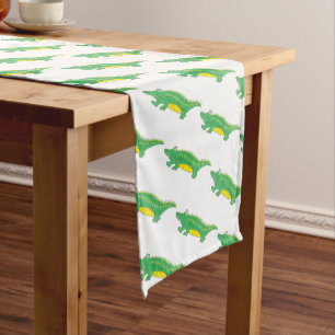 Chemin De Table Court Alligator vert jaune Crocodile Gator Croc Animal