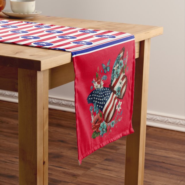Chemin De Table Court American Star's And Stripes (In Situ)