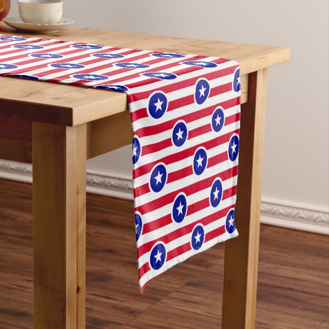 Chemin De Table Court American Star's And Stripes Short Table Runner (In Situ)