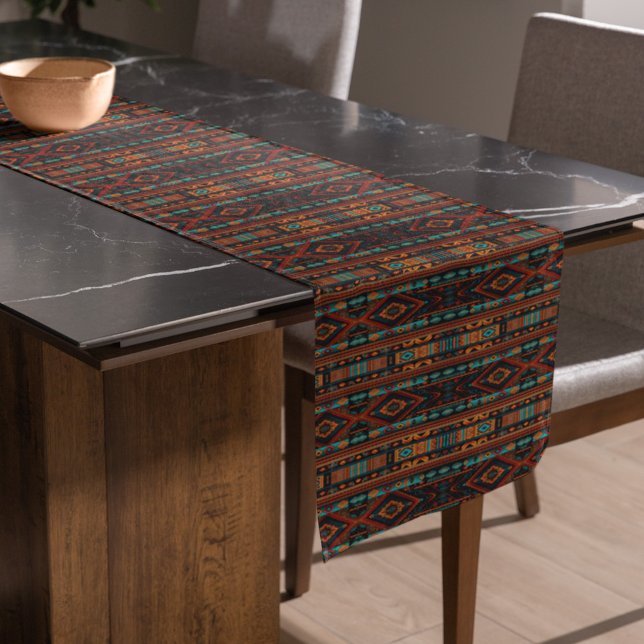 Chemin De Table Court Amérindiens Motifs Boho Culture Arts Abstraits (Créateur téléchargé)