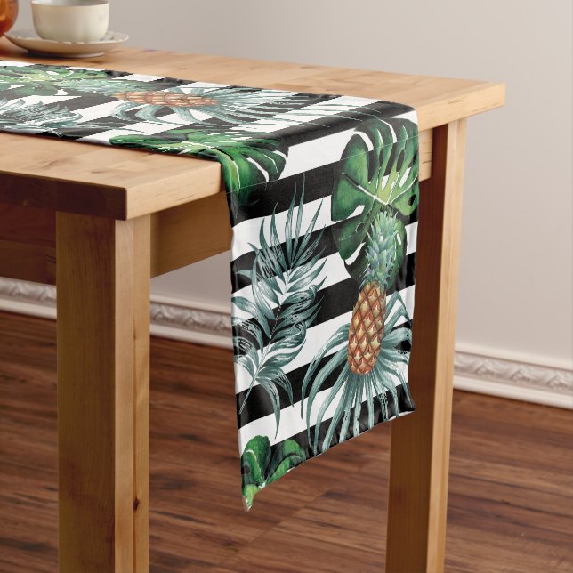 Chemin De Table Court Ananas tropical d'aquarelle avec les rayures (In Situ)